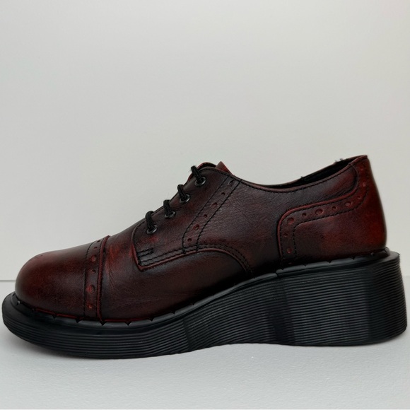 Vintage Dr. Martens Oxblood Ruboff Red Black Wingtip Wedge Oxfords UK 4 - Picture 6 of 16
